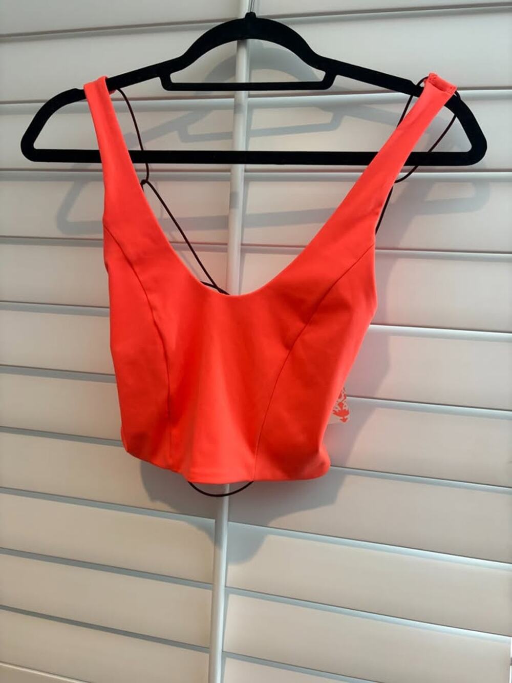 Free People Neon Coral Strappy Cropped Top XS NWT